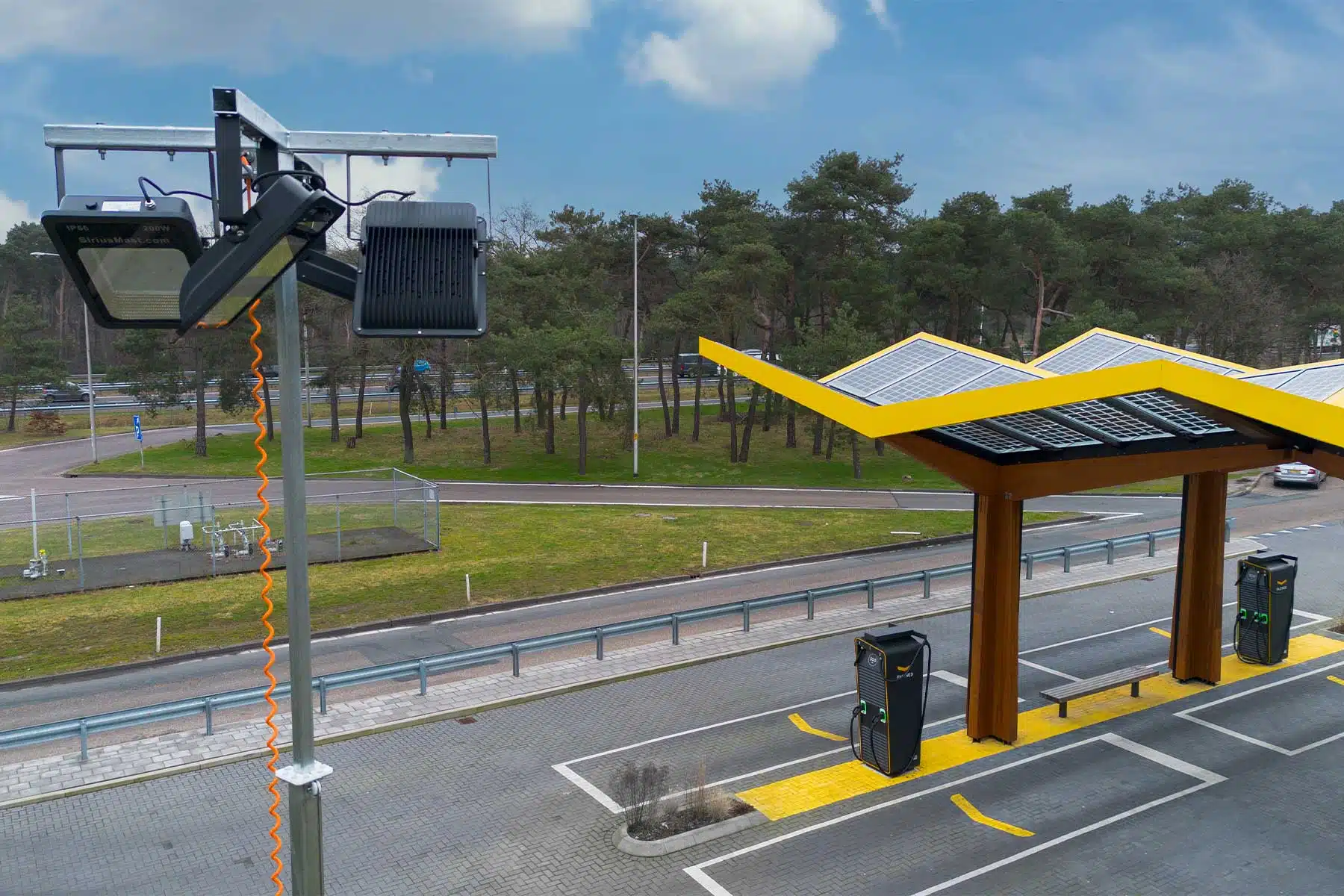 Mobile light tower on solar fields
